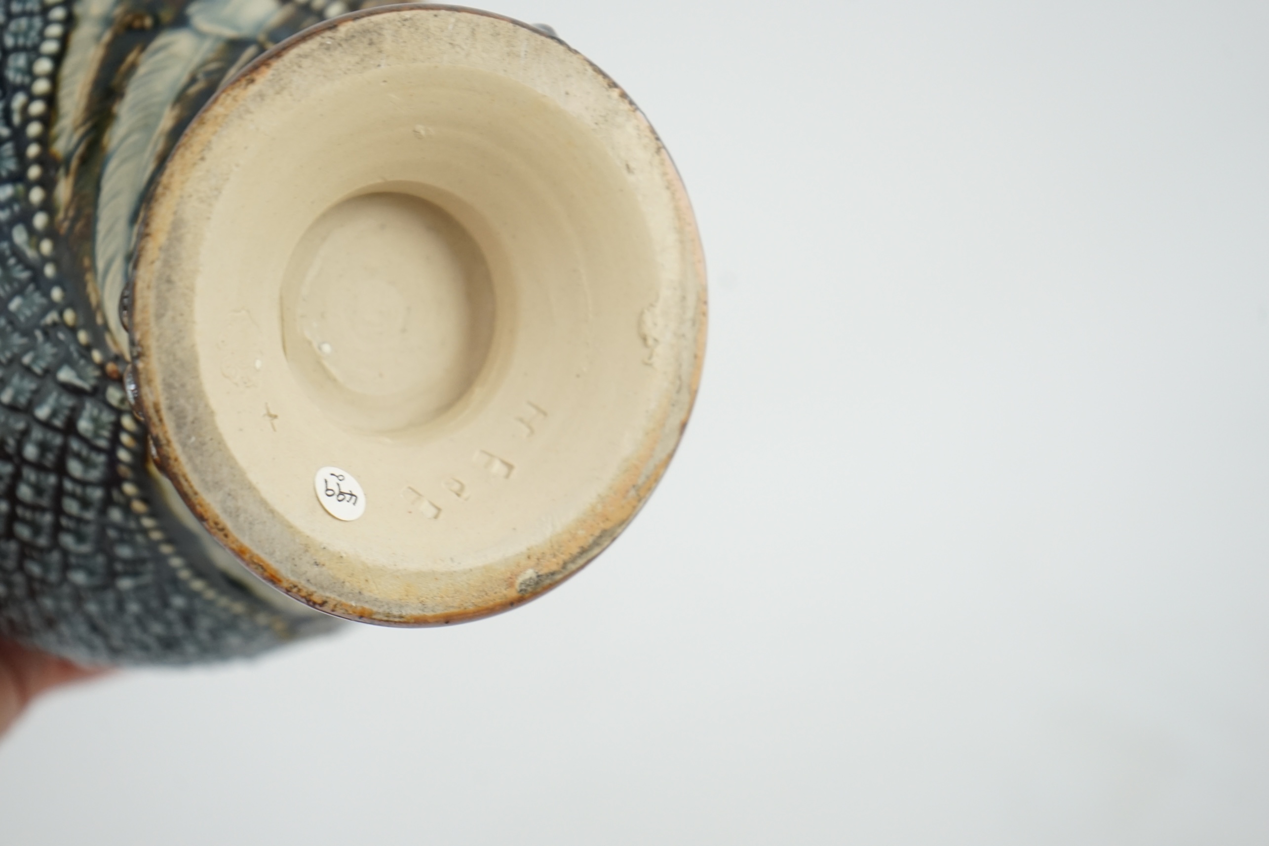 A Doulton Lambeth stoneware 'owl' jar and cover, in the manner of Mark V Marshall